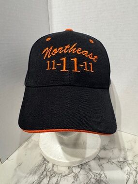 Unisex Adjustable Black Baseball Cap with Orange Embroidery "Northeast 11-11-11"